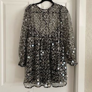 Boohoo black sequined dress, size 4.